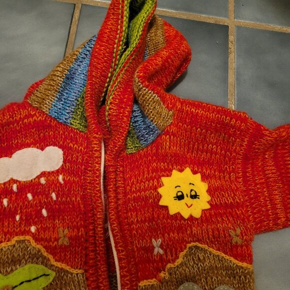 American South Side kids sweater, animal print. Zippered, hood. - Picture 8 of 13